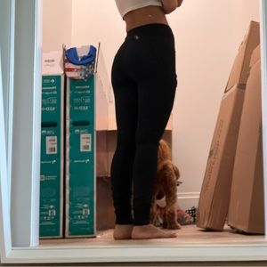 Athleda leggings, navy blue and black with zipper pockets